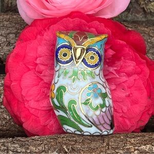 VINTAGE Cloisonne owl figurine|2.25” tall